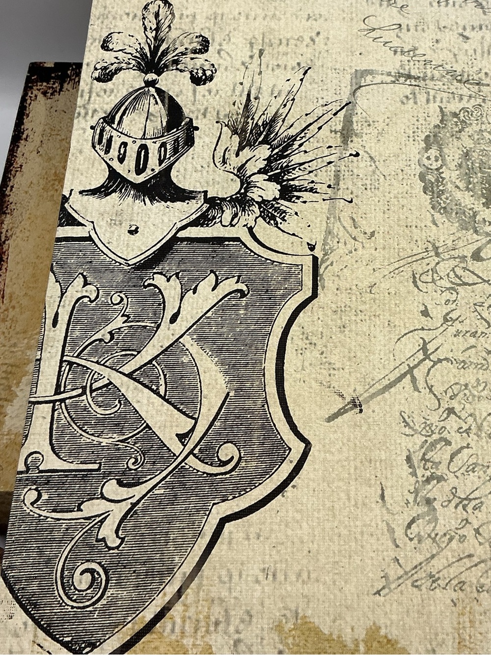 Vintage Crown Book Box Art - Beige and Black